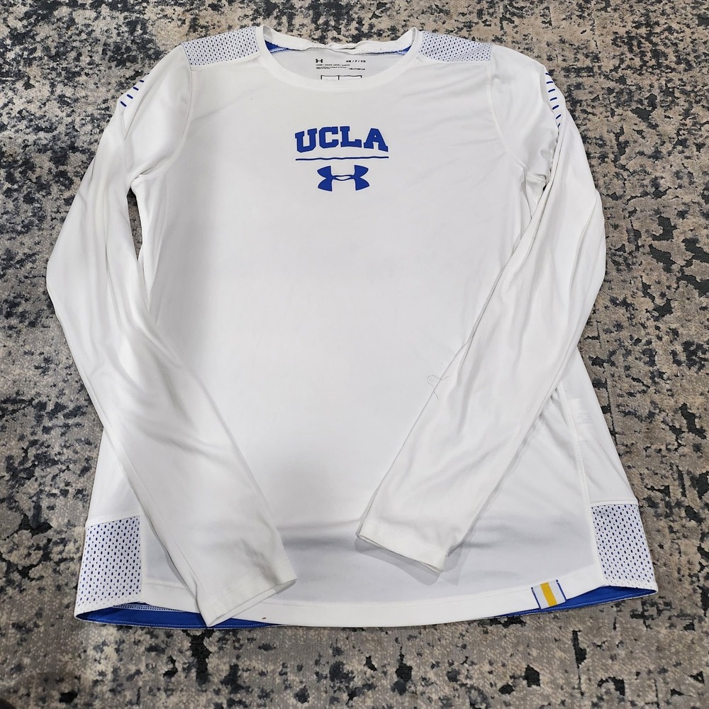 Under Armour UCLA Bruins HeatGear Shirt Mens Small White Long Sleeve Training